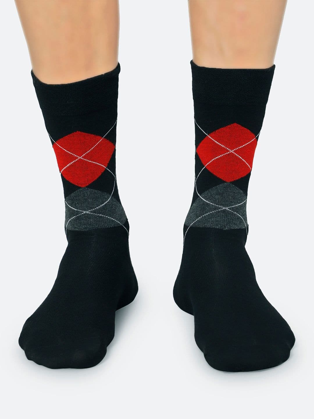 Bodycare Men Pack Of 3 Navy Blue & Red Assorted Socks - view 1