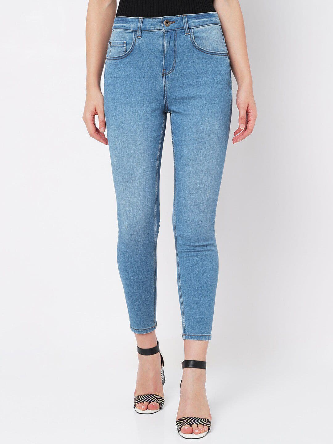 Vero Moda Women Blue Skinny Fit High-Rise Light Fade Stretchable Jeans - view 1