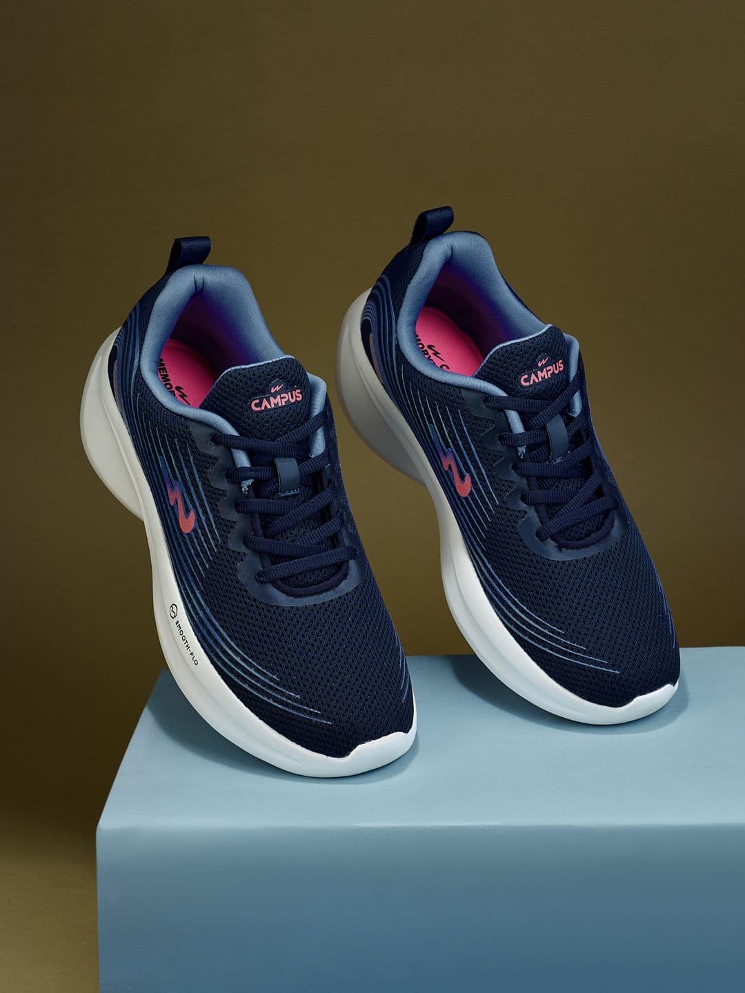 Campus Women CAMP-LEX Navy Blue & White Printed Mesh Running Shoes - view 1
