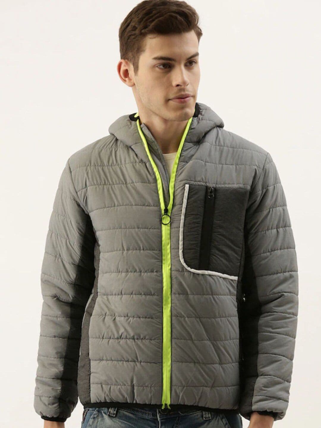 CAHOOT Men Grey Colourblocked Windcheater Puffer Jacket - view 1