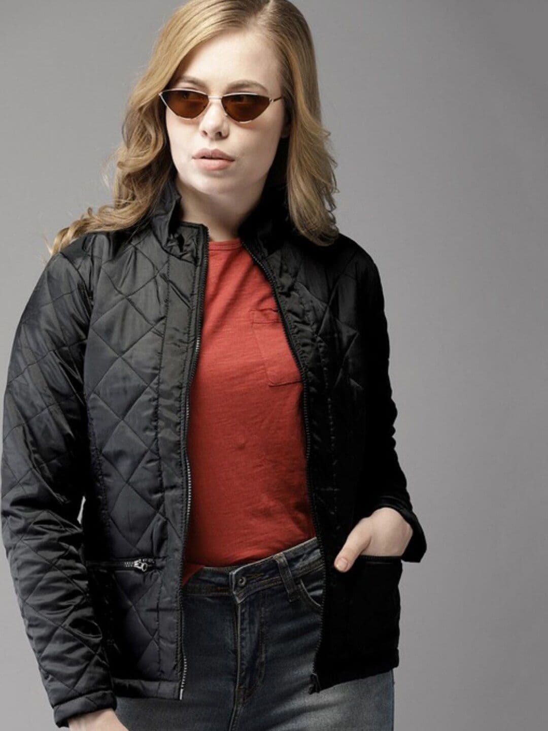 PINACOLADA Women Black Windcheater Quilted Jacket - view 1