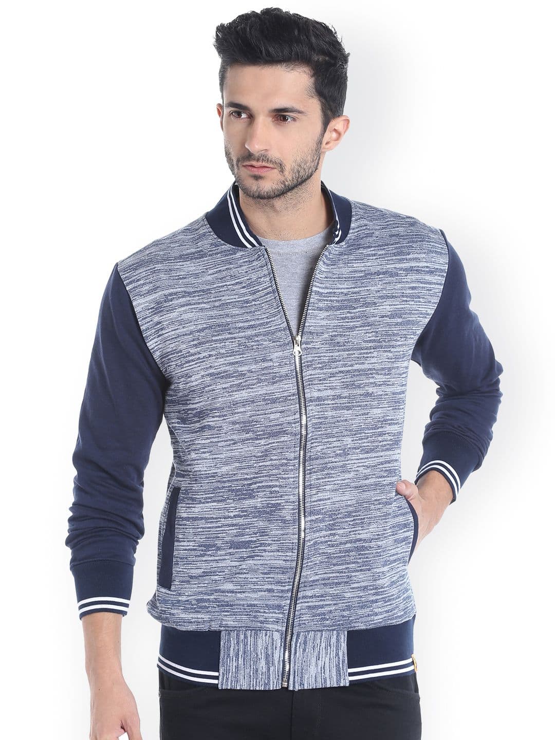 CAHOOT Men Blue Solid Varsity Jacket - view 1