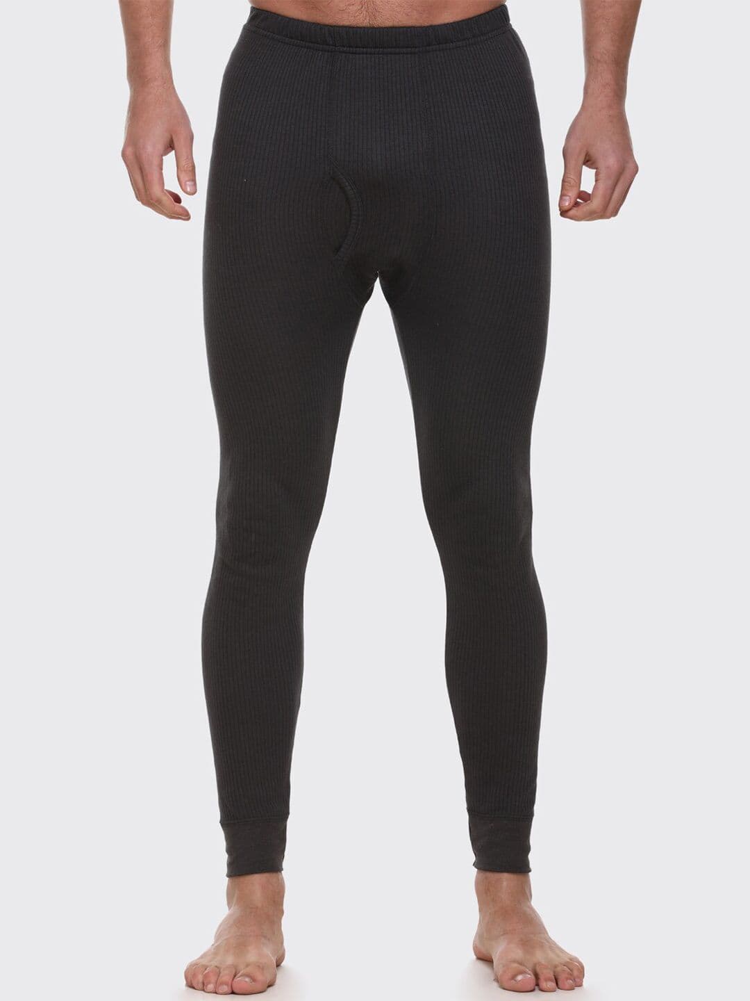Aerowarm Men Charcoal Black Solid Thermal Bottom - view 1