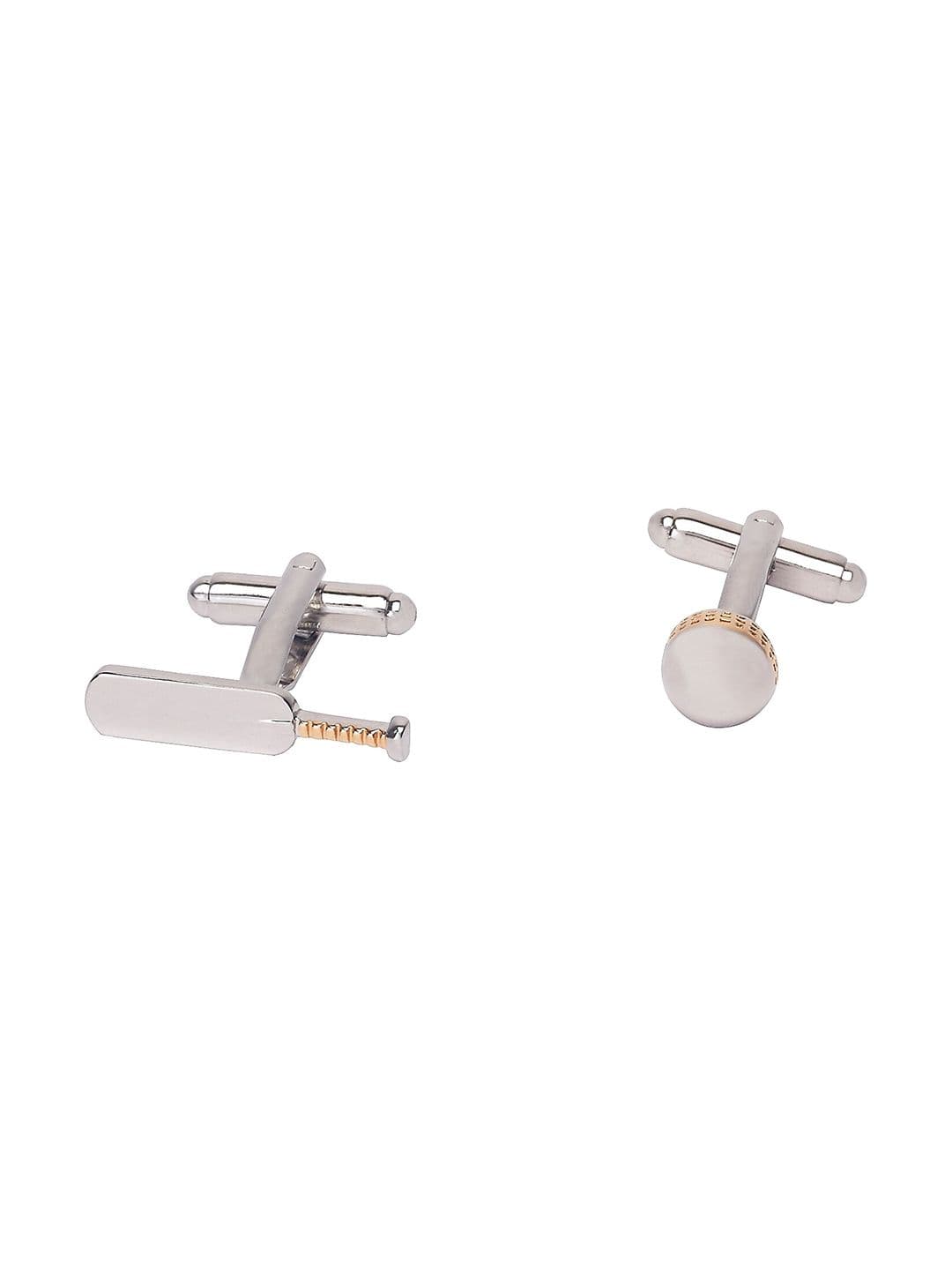 The Tie Hub Men Silver-Toned Bat & Ball Cufflinks - view 1