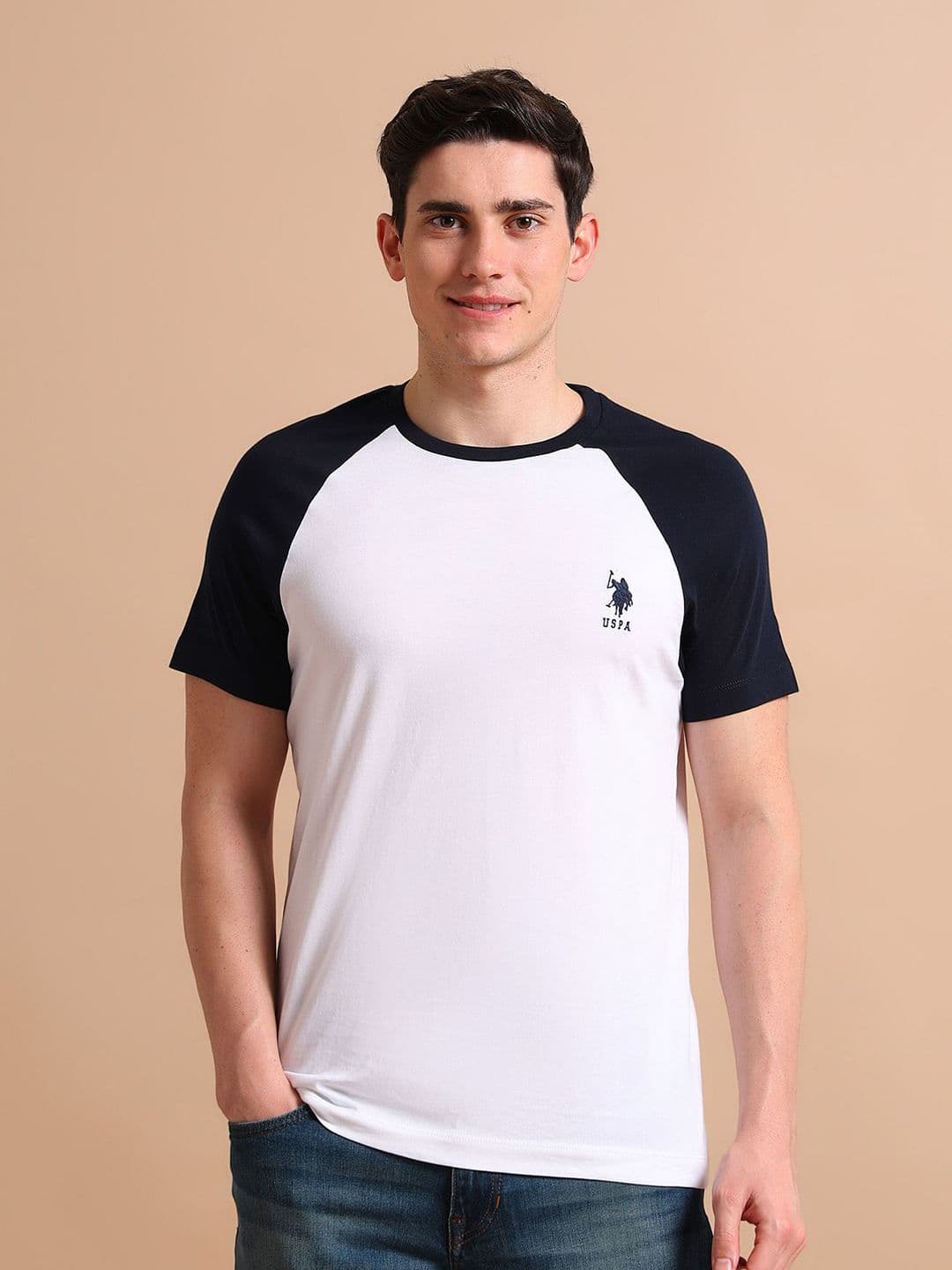 U.S. Polo Assn. Men Pure Cotton Varsity Colourblock T-Shirt - view 1