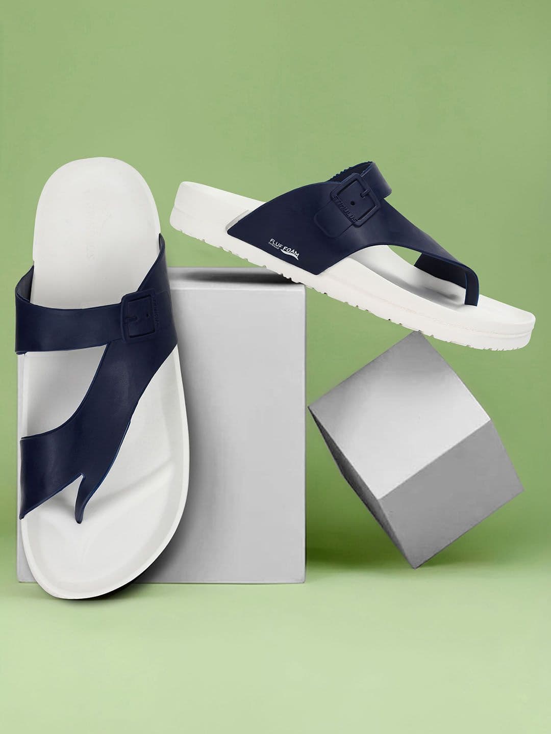Paragon Men White & Blue Solid Comfort Sandals - view 1