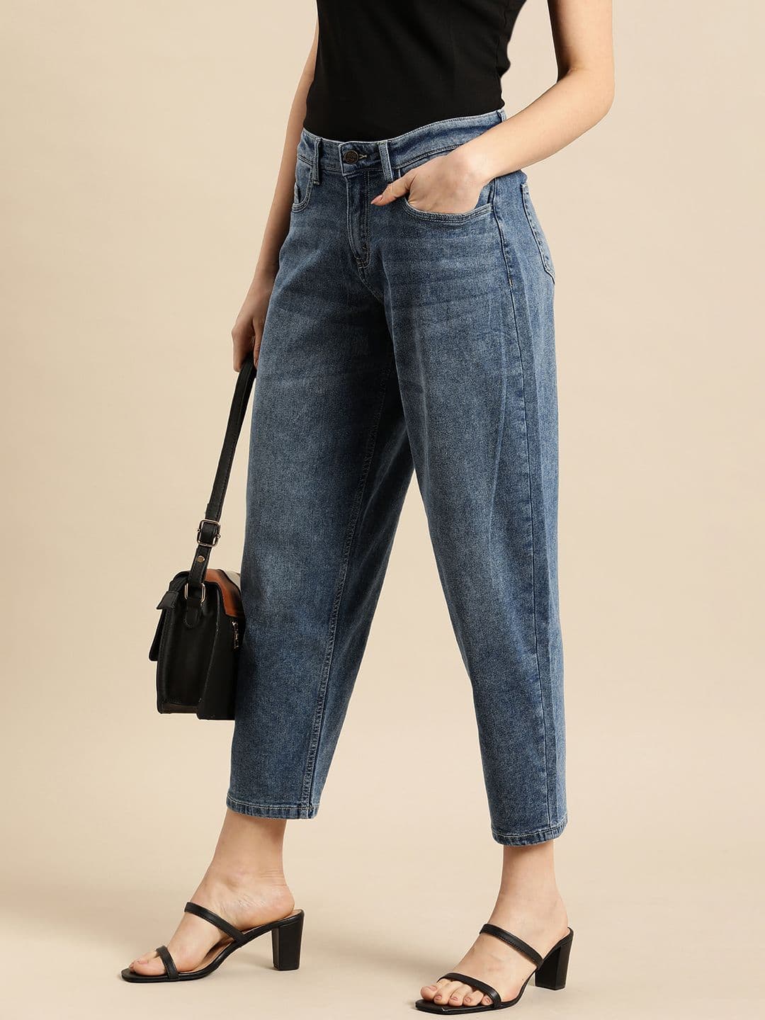 all about you Women Heavy Fade Stretchable Slouchy Fit Mid-Rise Jeans - view 1