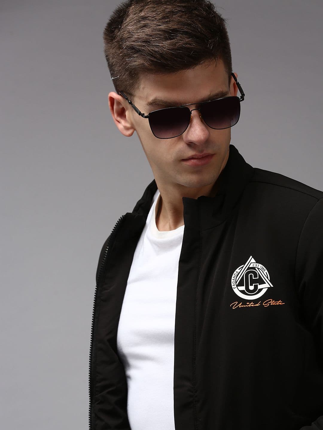 SHOWOFFFF Men Black Water Resistant Bomber Jacket - view 1