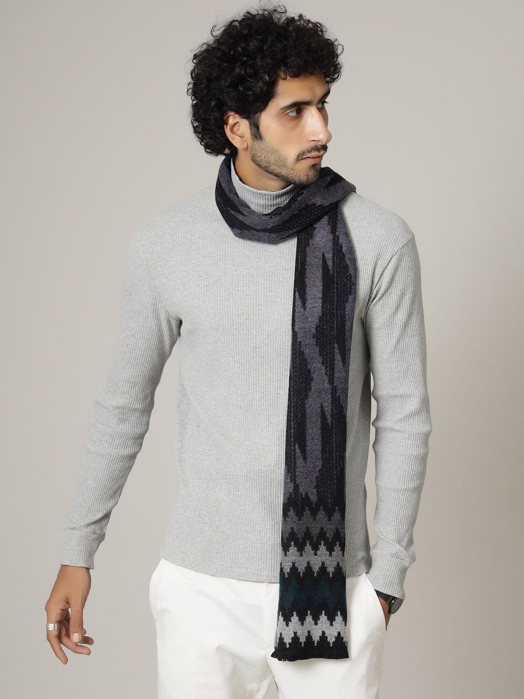 HANDICRAFT PALACE Men Purple & Black Woolen Muffler - view 1