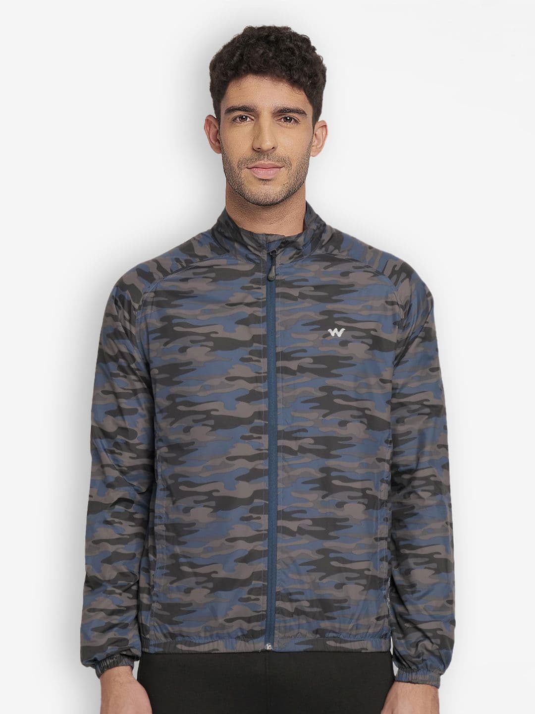 Wildcraft Men Navy Blue Black Camouflage Water Resistant Biker Jacket - view 1