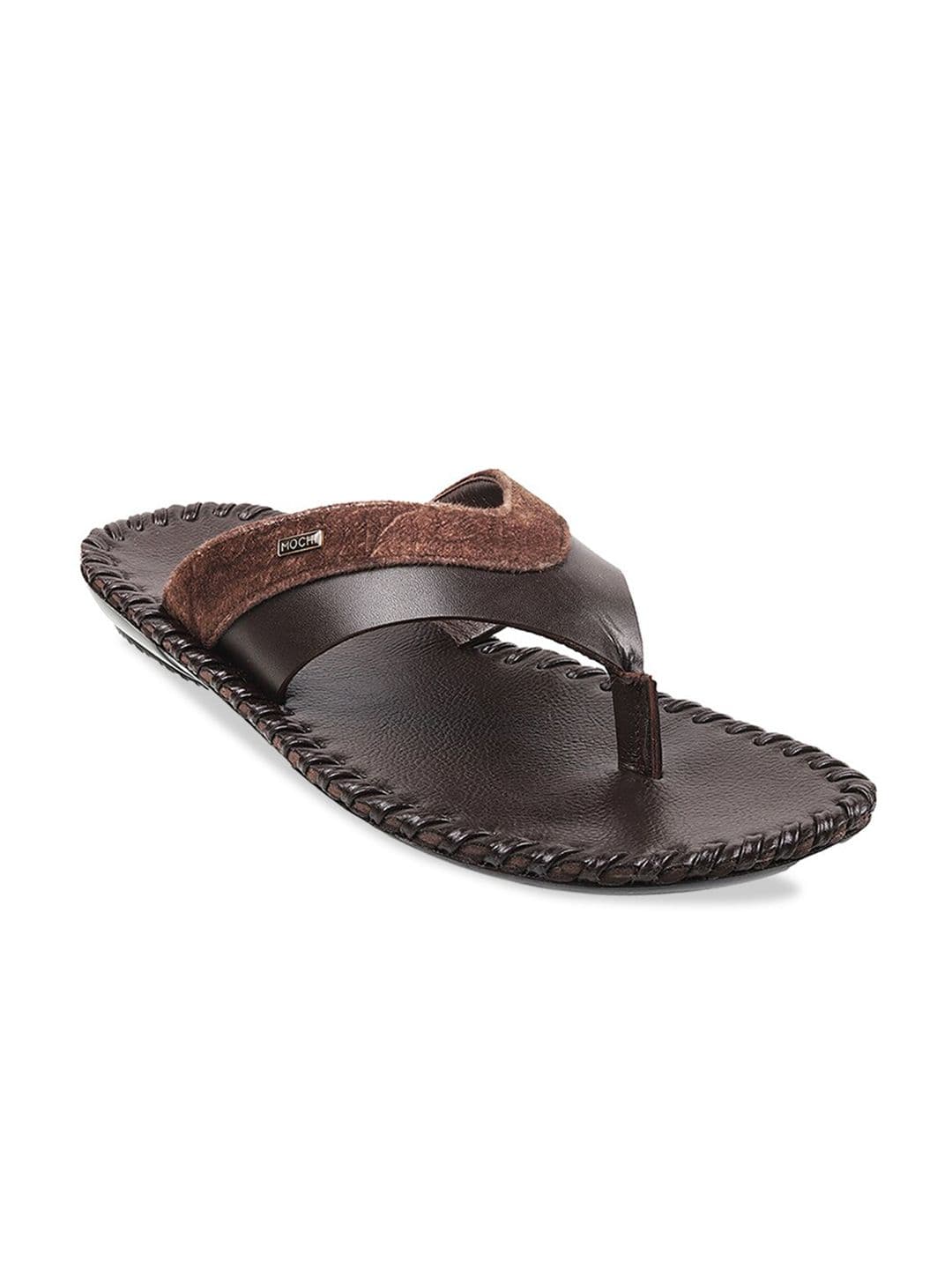 Mochi Men Brown Leather Comfort Sandals - view 1