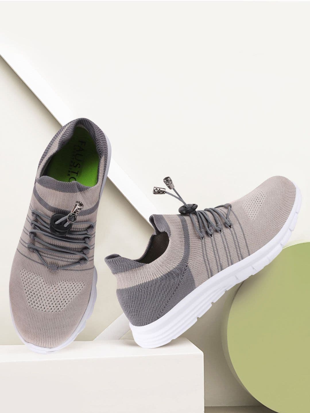 FAUSTO Women Grey Mesh Running Non-Marking Shoes - view 1