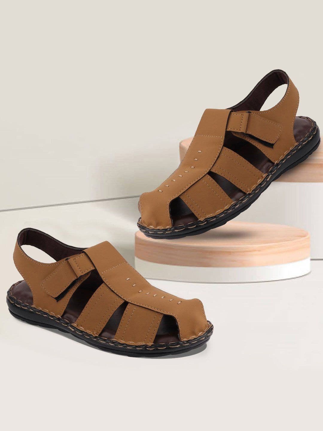 FAUSTO Men Tan PU Fisherman Sandals - view 1