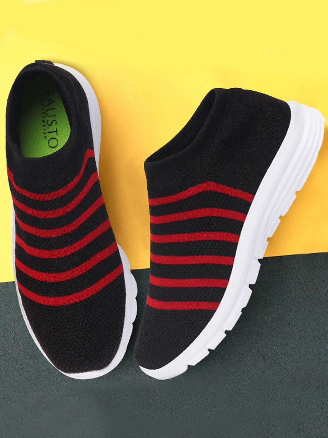 FAUSTO Men Black Mesh Walking Non-Marking Shoes - view 1