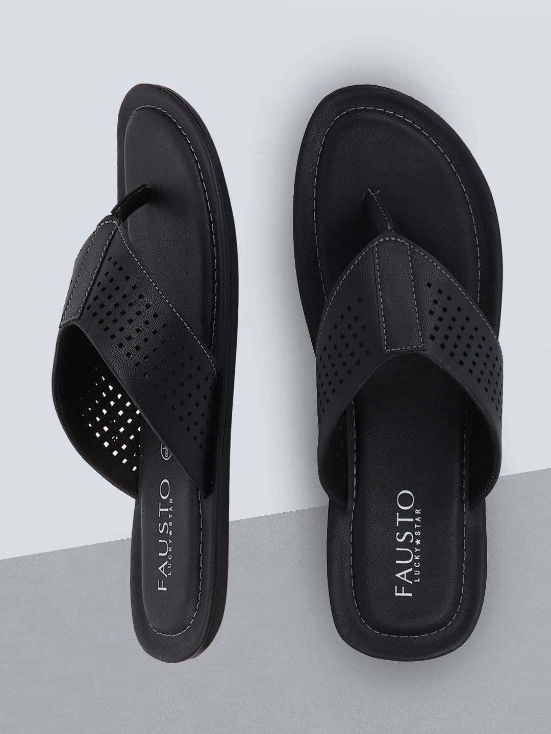 FAUSTO Men Black Thong Flip-Flops - view 1