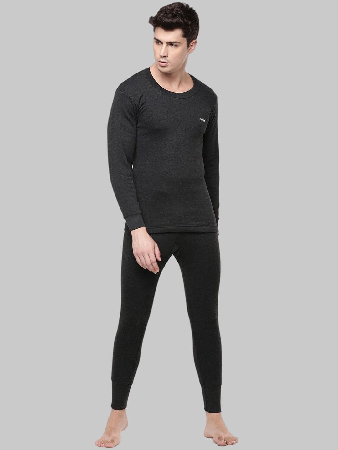 Dollar Men Black T-Shirt & Bottom Thermal Set - view 1