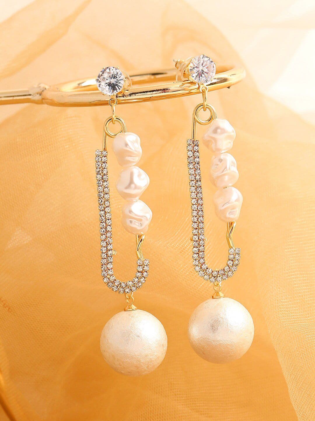 SOHI Gold Plated Contemporary Drop Earrings - view 1