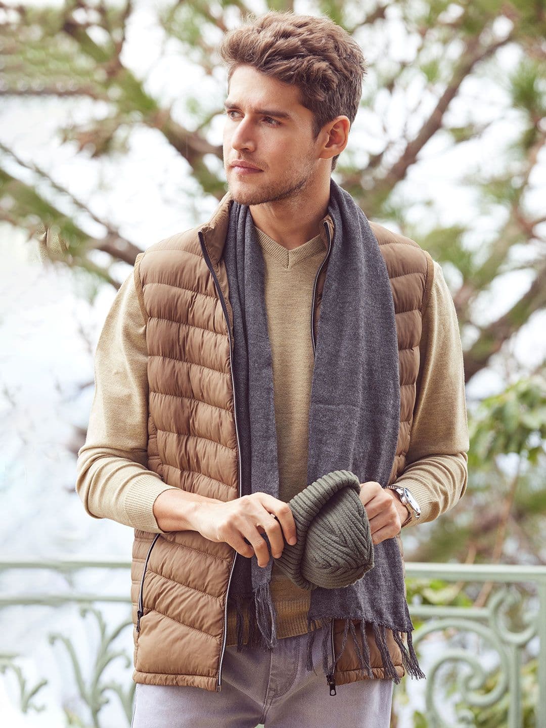 Crimsoune Club Men Brown Lightweight Puffer Jacket - view 1