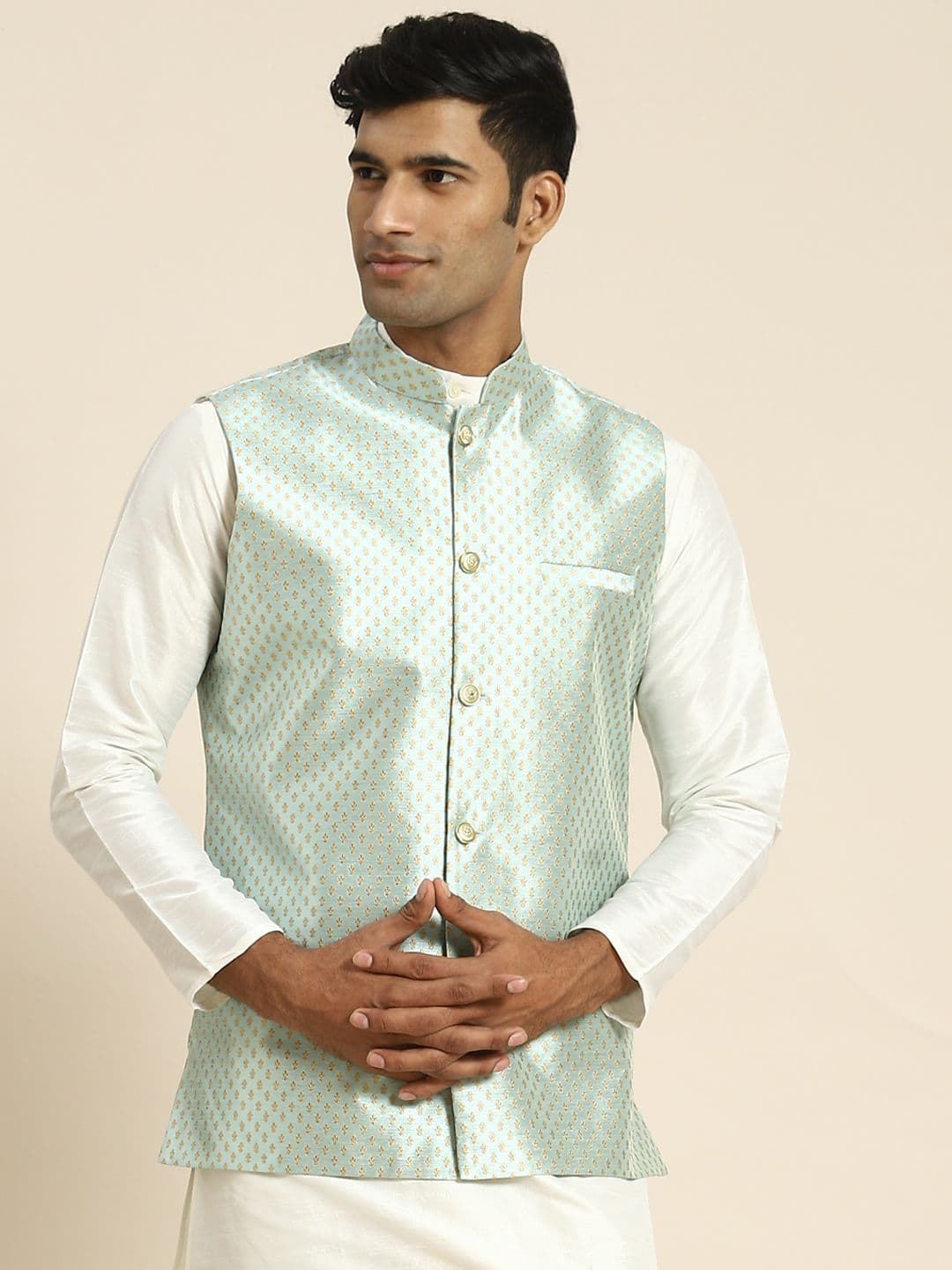 SOJANYA Men Woven Design Nehru Jacket - view 1