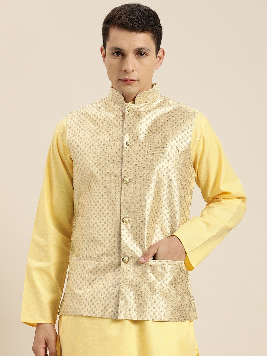 Sojanya Men Printed Nehru Jacket - view 1