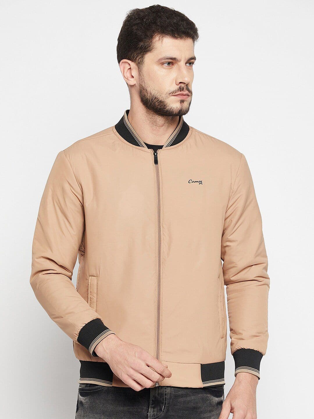 Camey Men Beige Lightweight Bomber Jacket - view 1