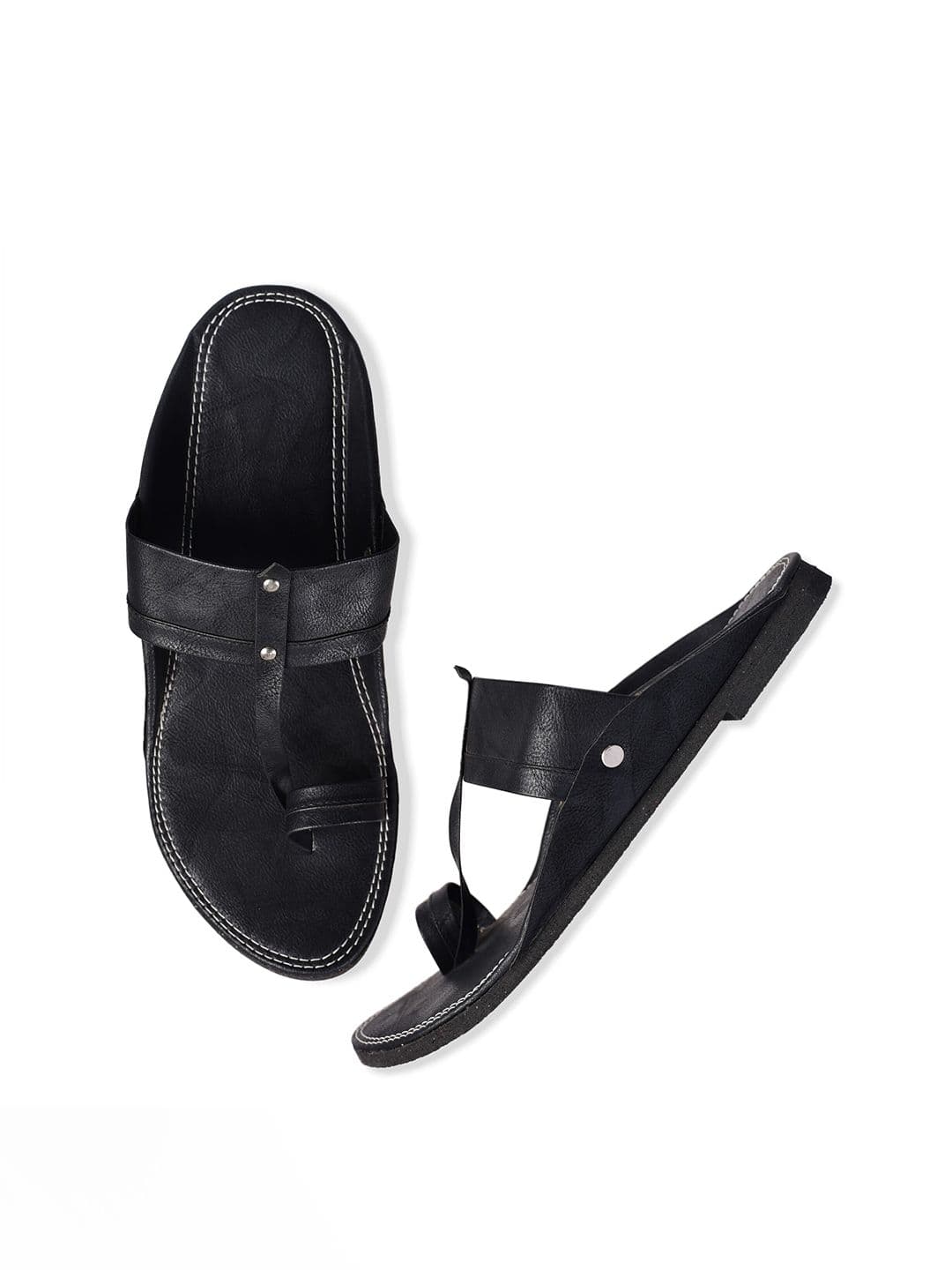 Aristitch Men Black Solid Slip-On Flip Flops - view 1