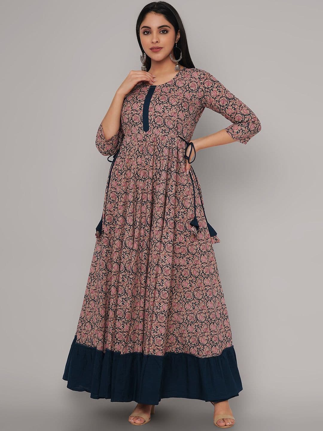 Sanganeri Kurti Ethnic Motifs Printed Anarkali Kurta - view 1