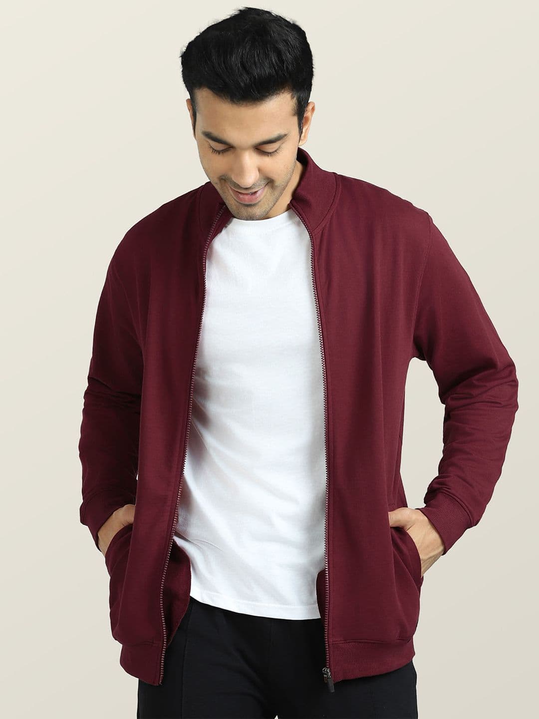 XYXX Front-Open Mock Collar Cotton Sweatshirt - view 1