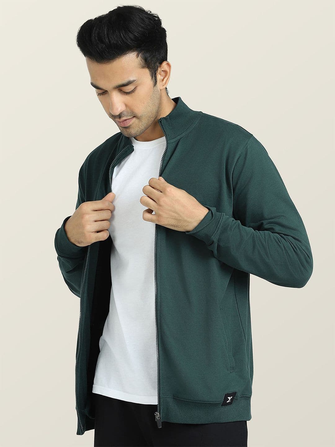 XYXX Front-Open Mock Collar Cotton Sweatshirt - view 1