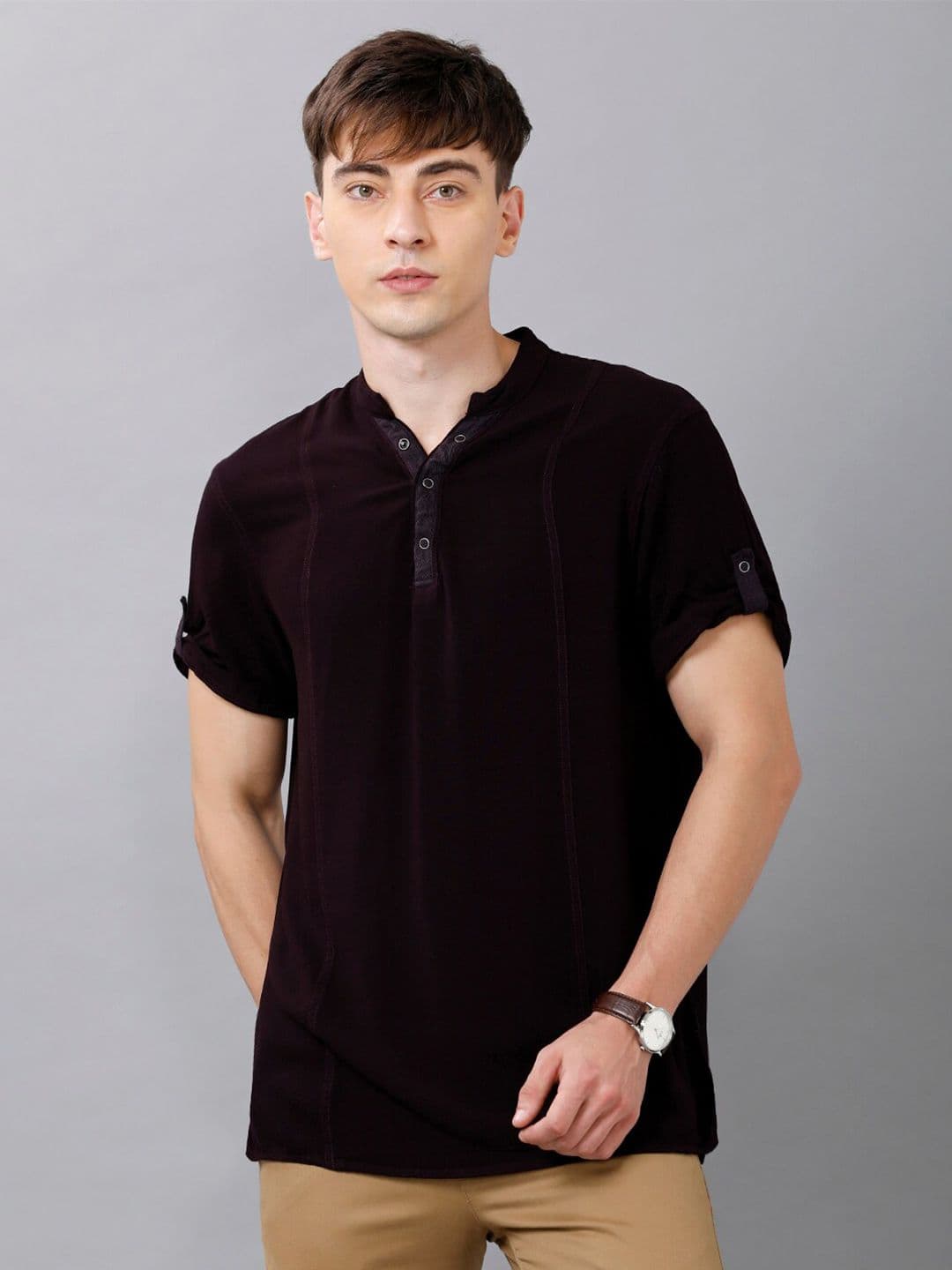 IDENTITI Men Maroon Slim Fit Solid Casual Shirt - view 1