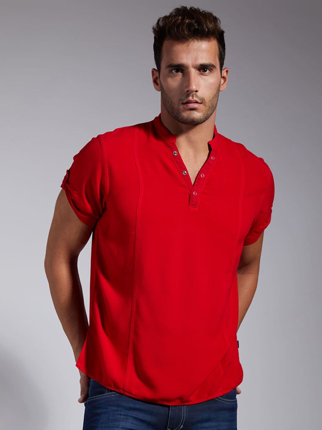 IDENTITI Men Red Slim Fit Solid Casual Shirt - view 1