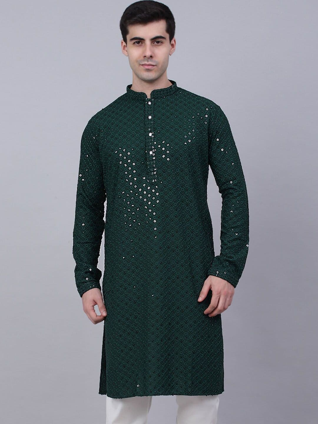 Jompers Men Ethnic Motifs Embroidered Mirror Work Cotton Republic Day Republic Day Kurta - view 1