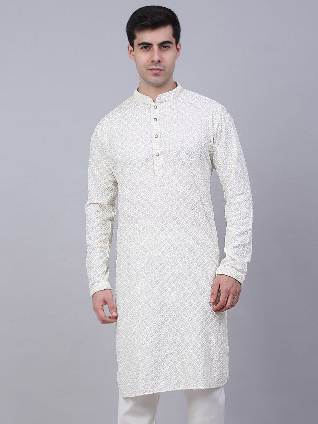 Jompers Men Ethnic Motifs Embroidered Mirror Work Cotton Kurta - view 1