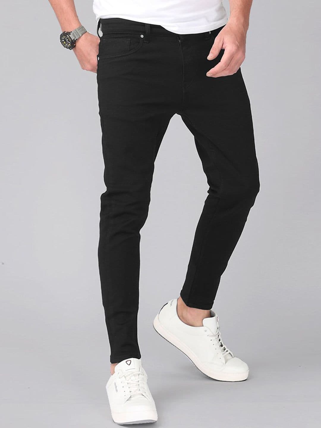 Snitch Jet Black Skinny Fit Stretchable Jeans - view 1