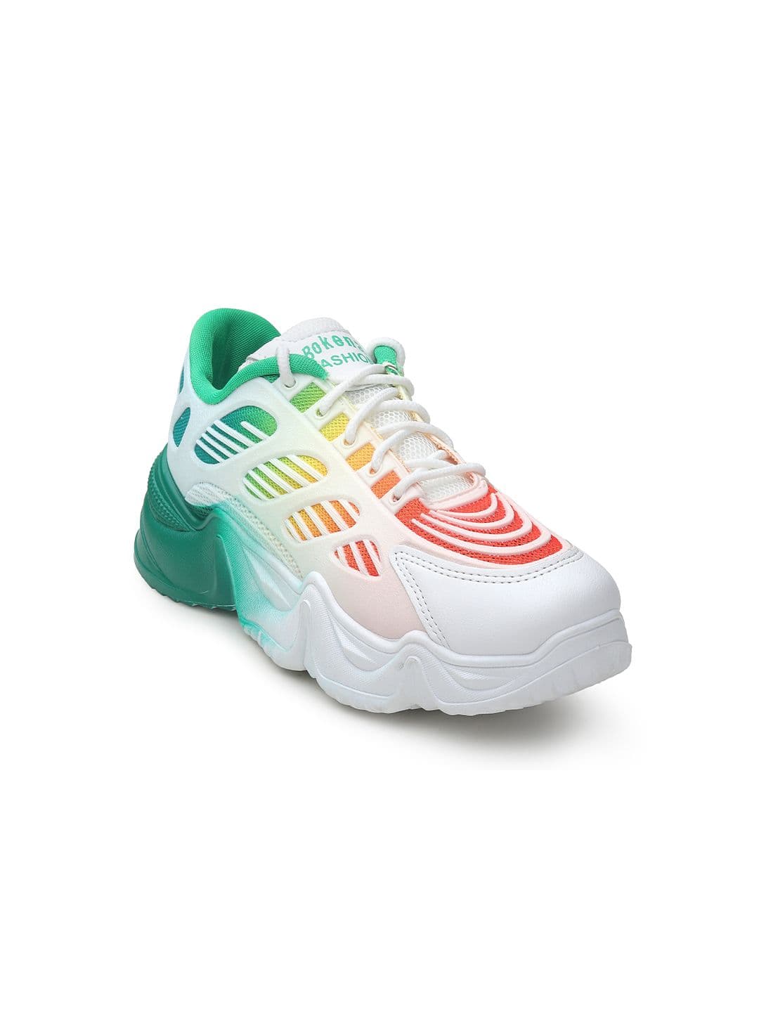 CASSIEY Women White & Green Mesh Walking Shoes - view 1