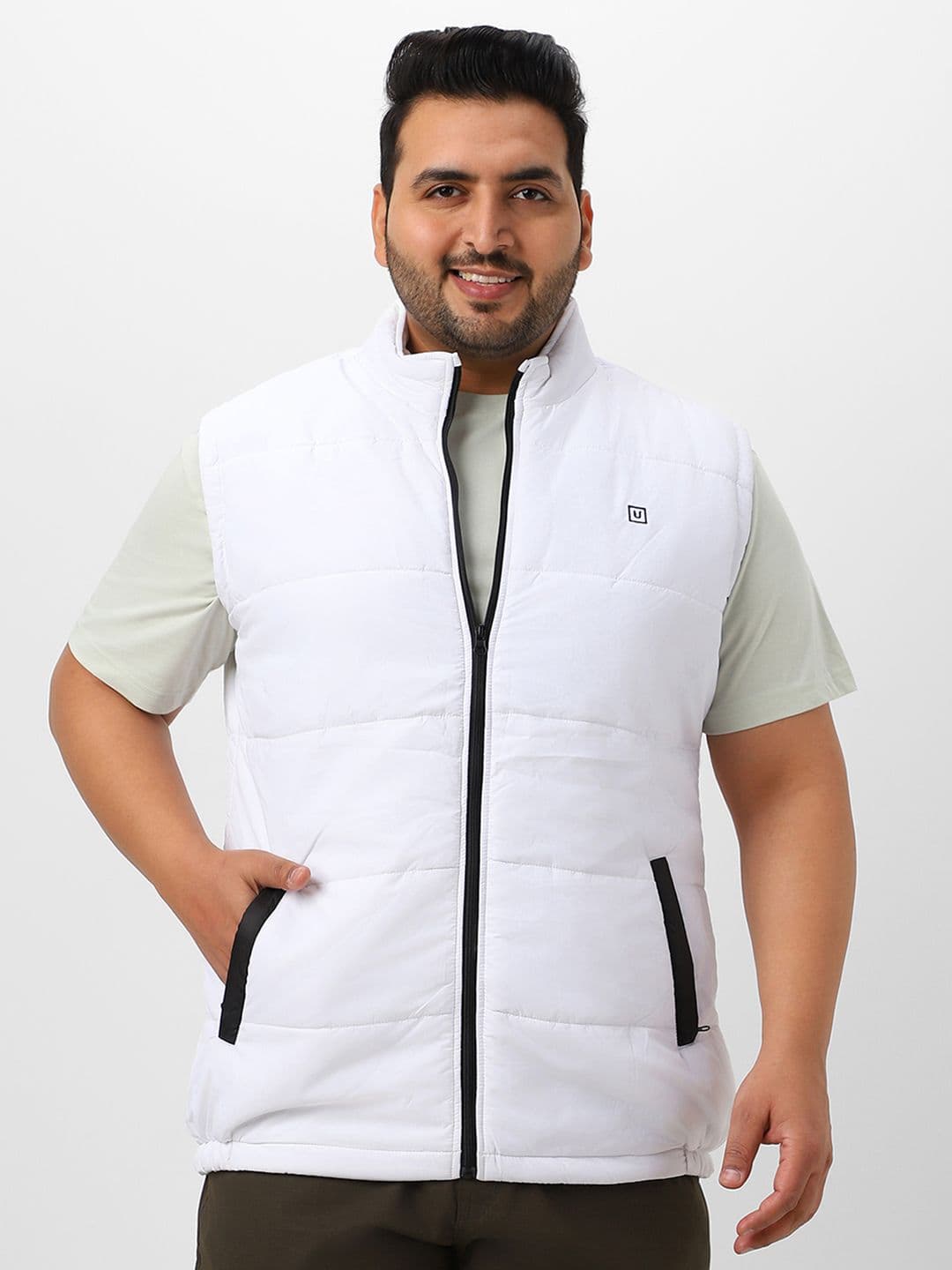 Urbano Plus Men Plus Size Sleeveless Zippered Puffer Jacket - view 1