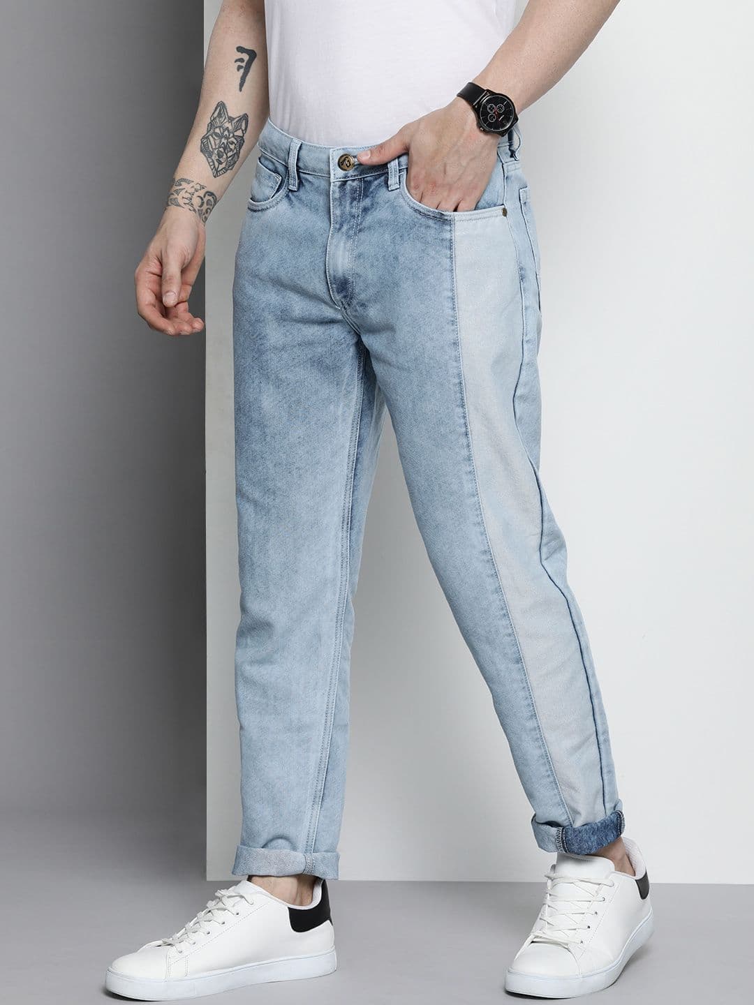 The Indian Garage Co Men Blue Light Fade Dad Fit Jeans - view 1