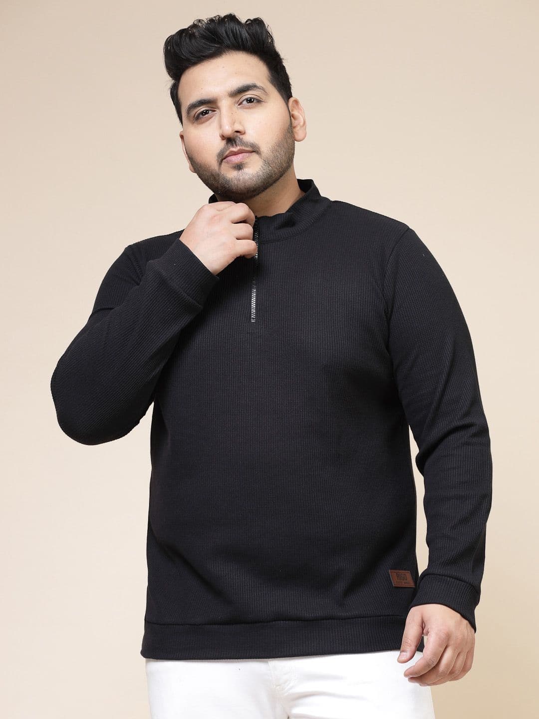 Rigo Men Black High Neck Regular Fit T-shirt - view 1