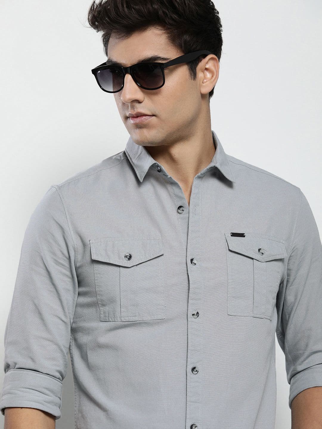 The Indian Garage Co Men Grey Solid Casual Shirt - view 1