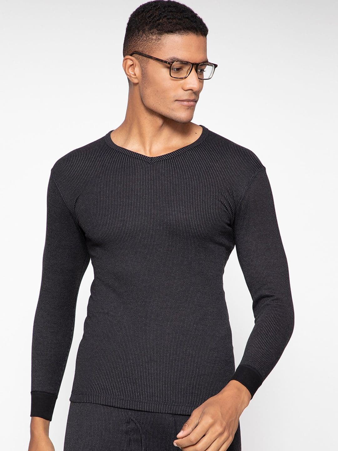 SPORTO Men Black Striped Ultima Thermal T-Shirt - view 1