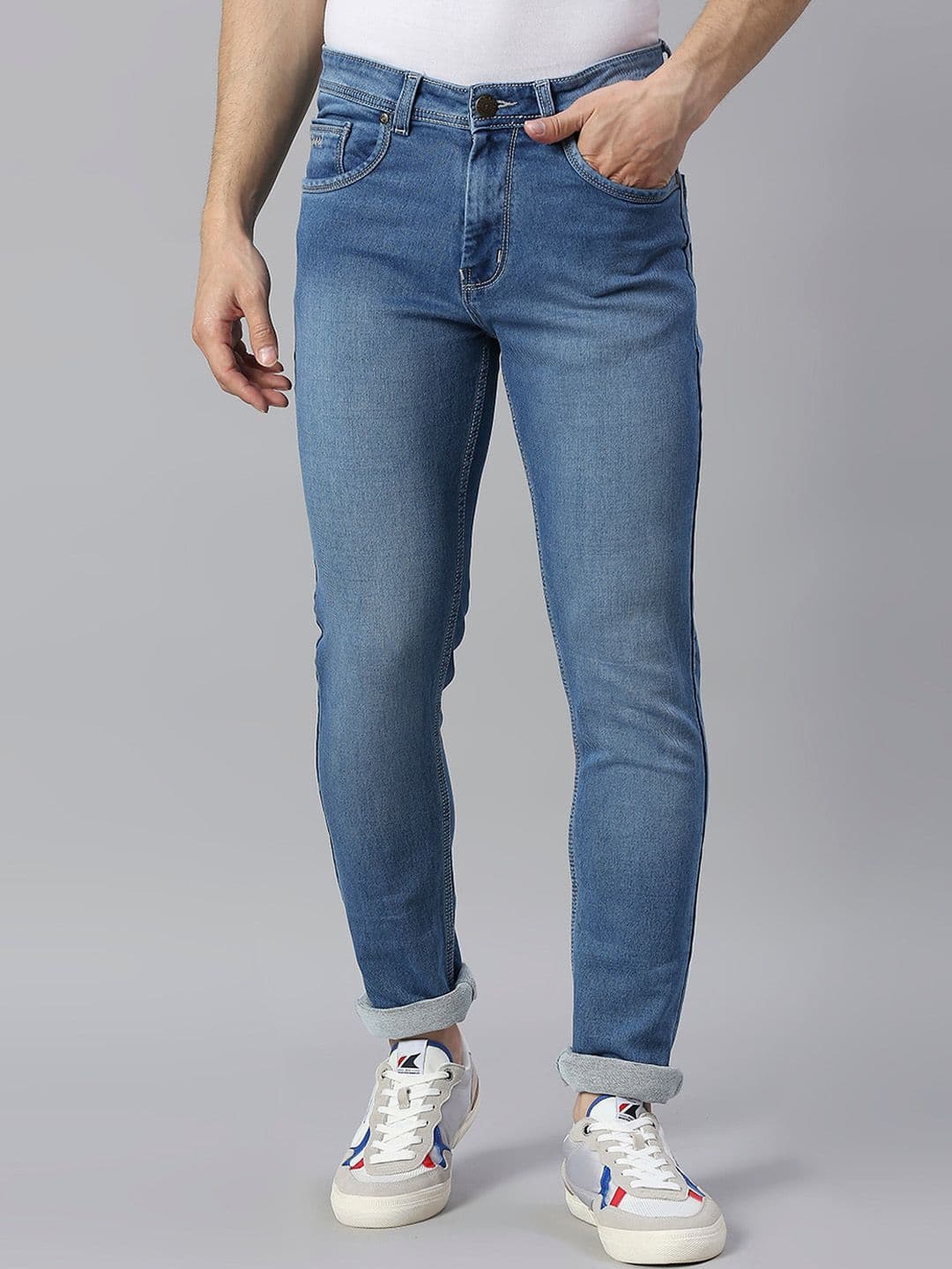 HJ HASASI Men Blue Mildly Distressed Heavy Fade Stretchable Jeans - view 1