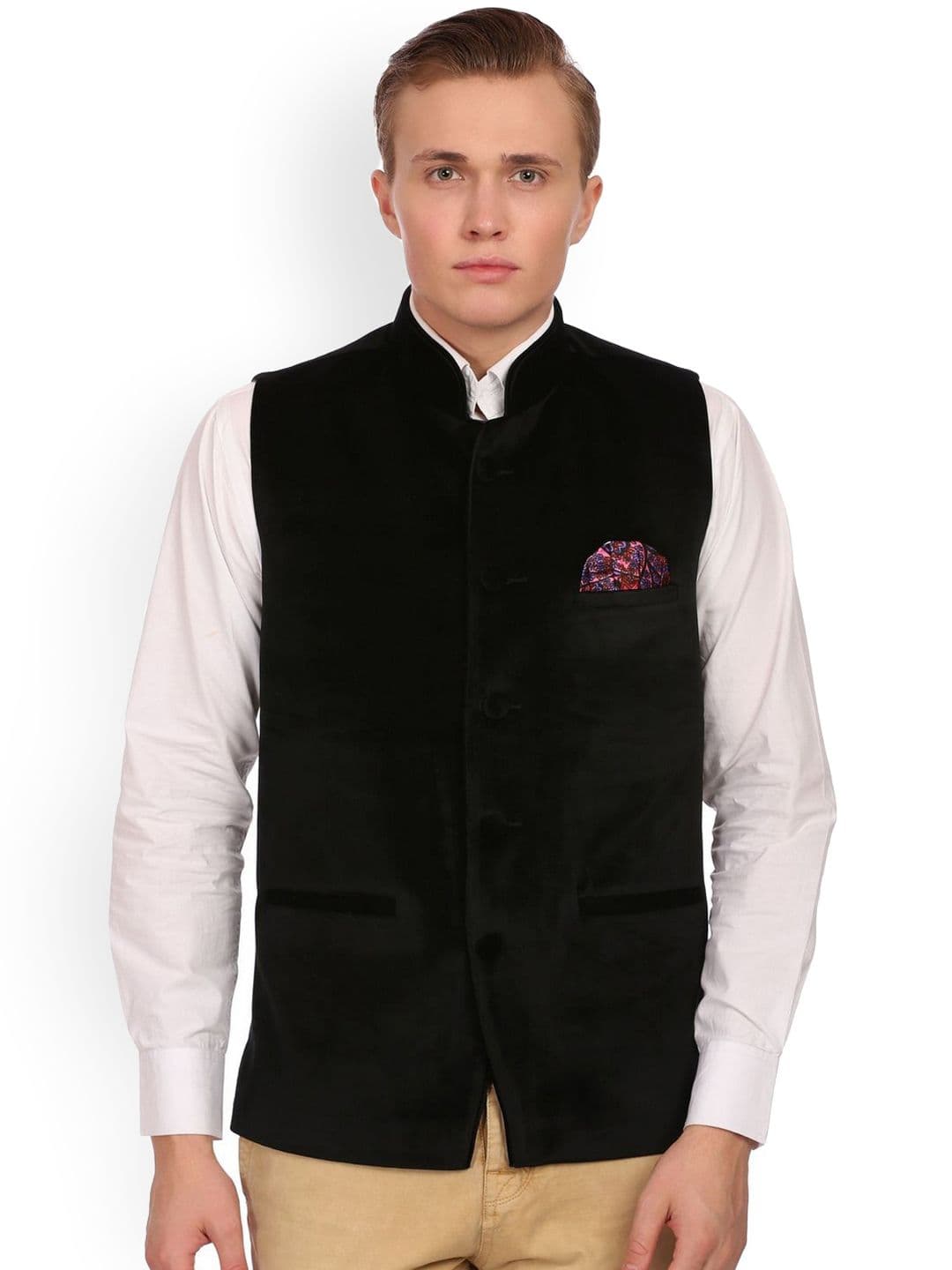 Wintage Black Velvet Nehru Jacket
