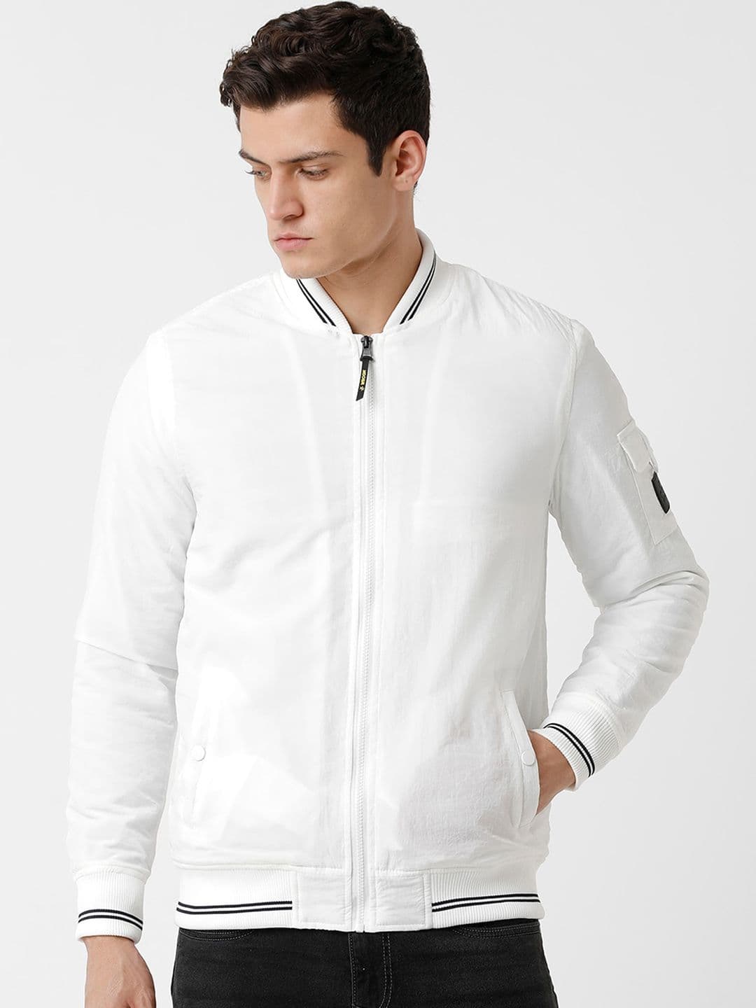 WROGN Men White Black Bomber Jacket - view 1