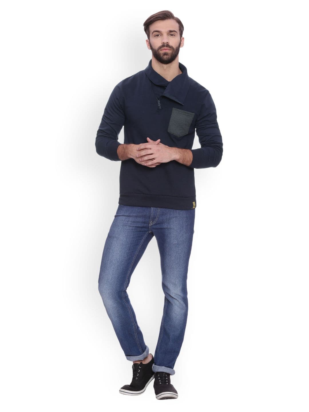 CAHOOT Men Navy Solid Sweatshirt - view 1