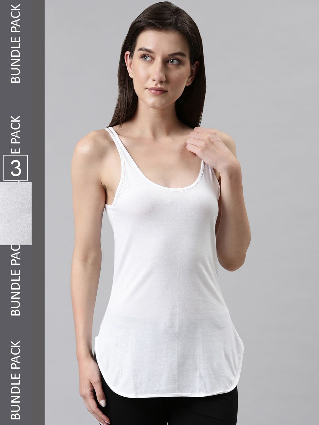 DIXCY SCOTT Slimz Pack Of 3 Women Solid Scoop Neck Cotton Rib Camisoles - view 1