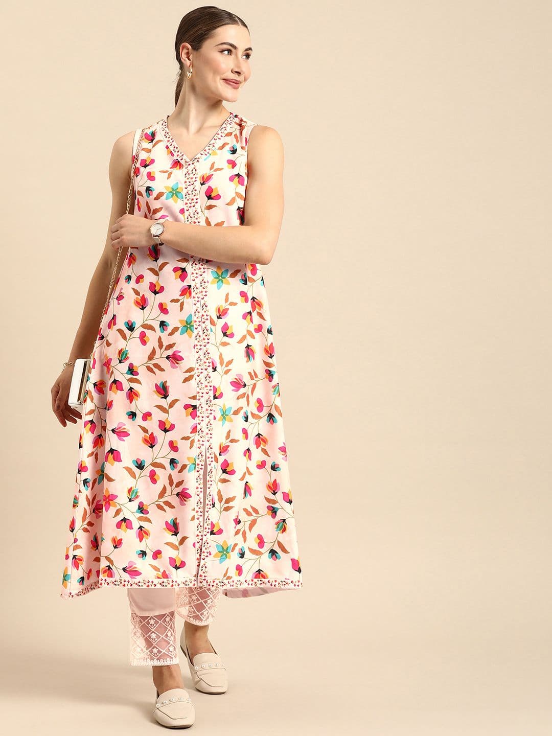 Anouk X fwd Floral Printed Regular A-Line Kurta with Trousers - view 1