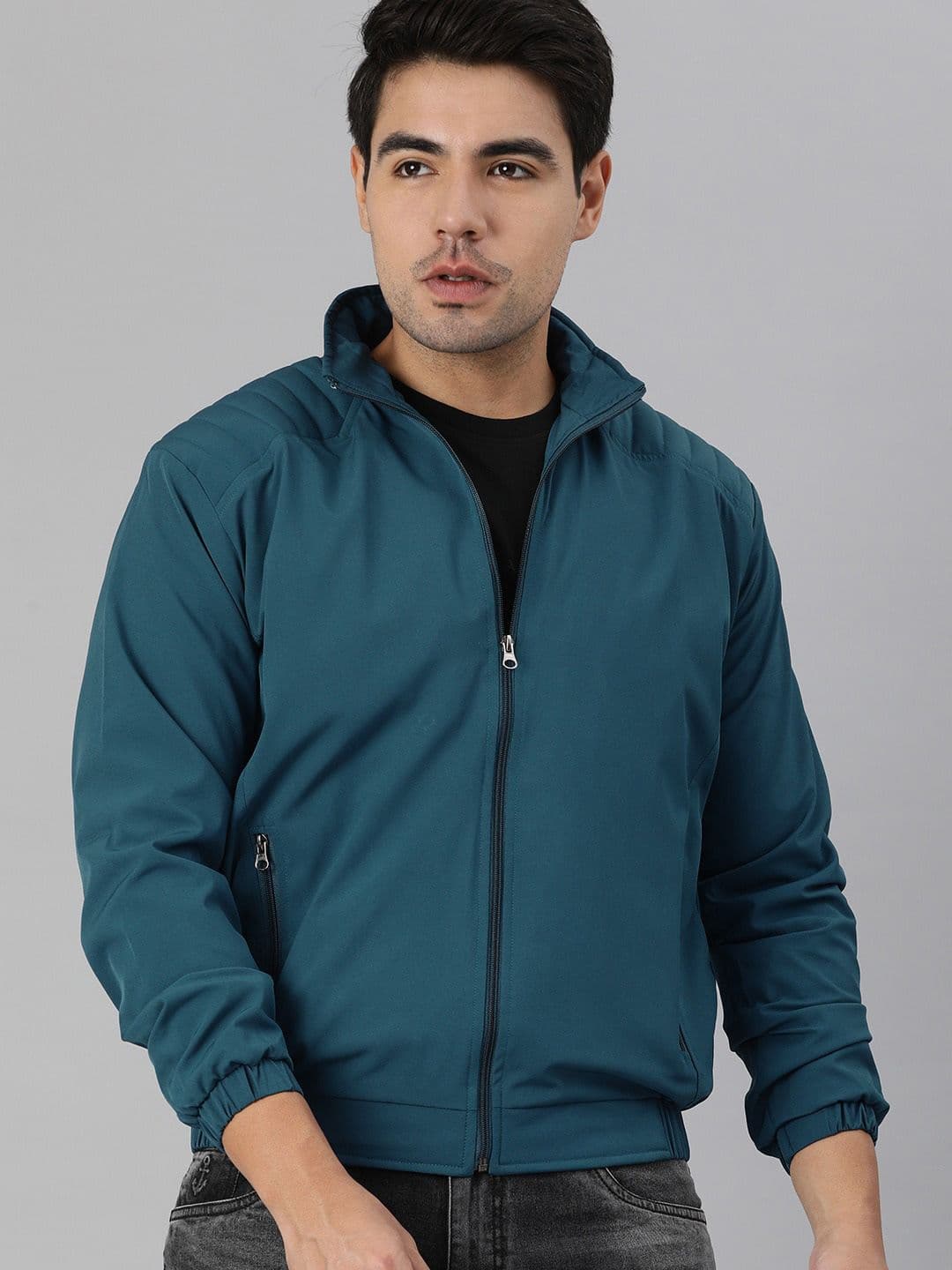 VOXATI Men Blue Windcheater Bomber Jacket - view 1
