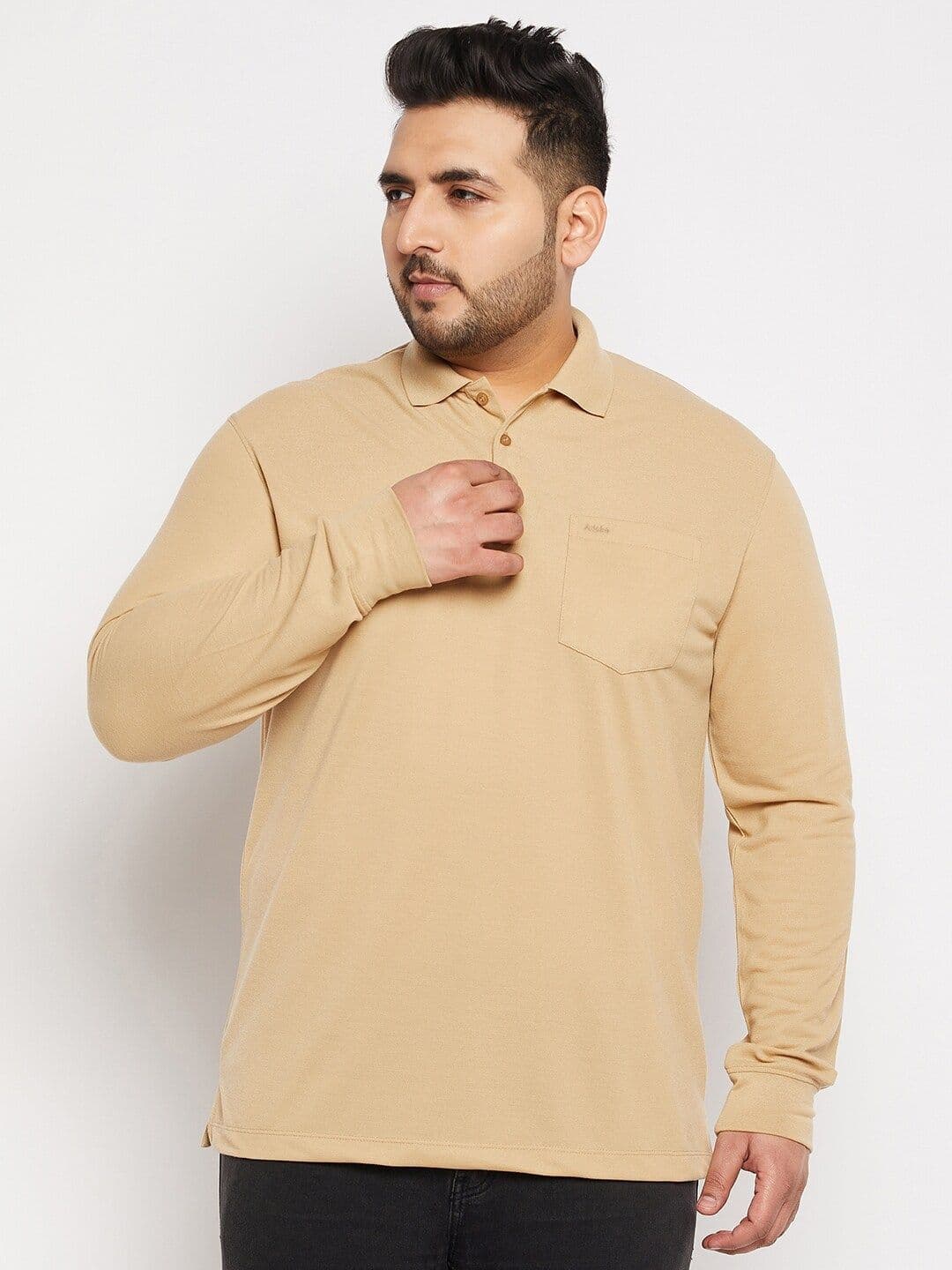 Adobe Men Plus Size Polo Collar Cotton T-shirt - view 1
