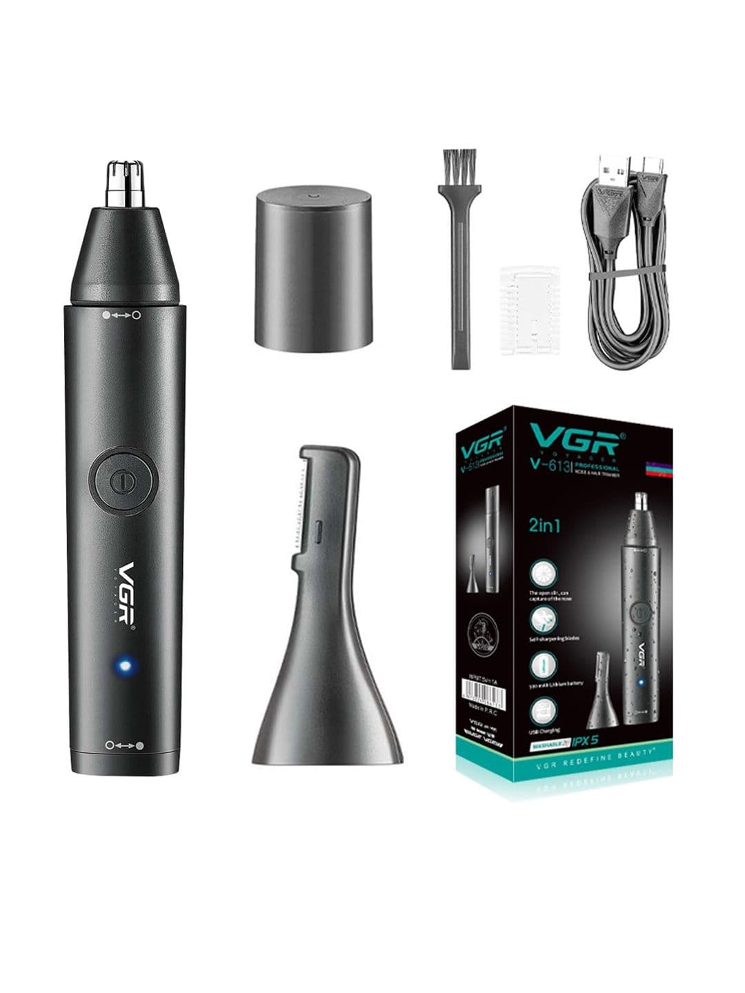 VGR V-613 Professional USB Rechargeable Ear Nose Eyebrow Trimmer - Black - view 1