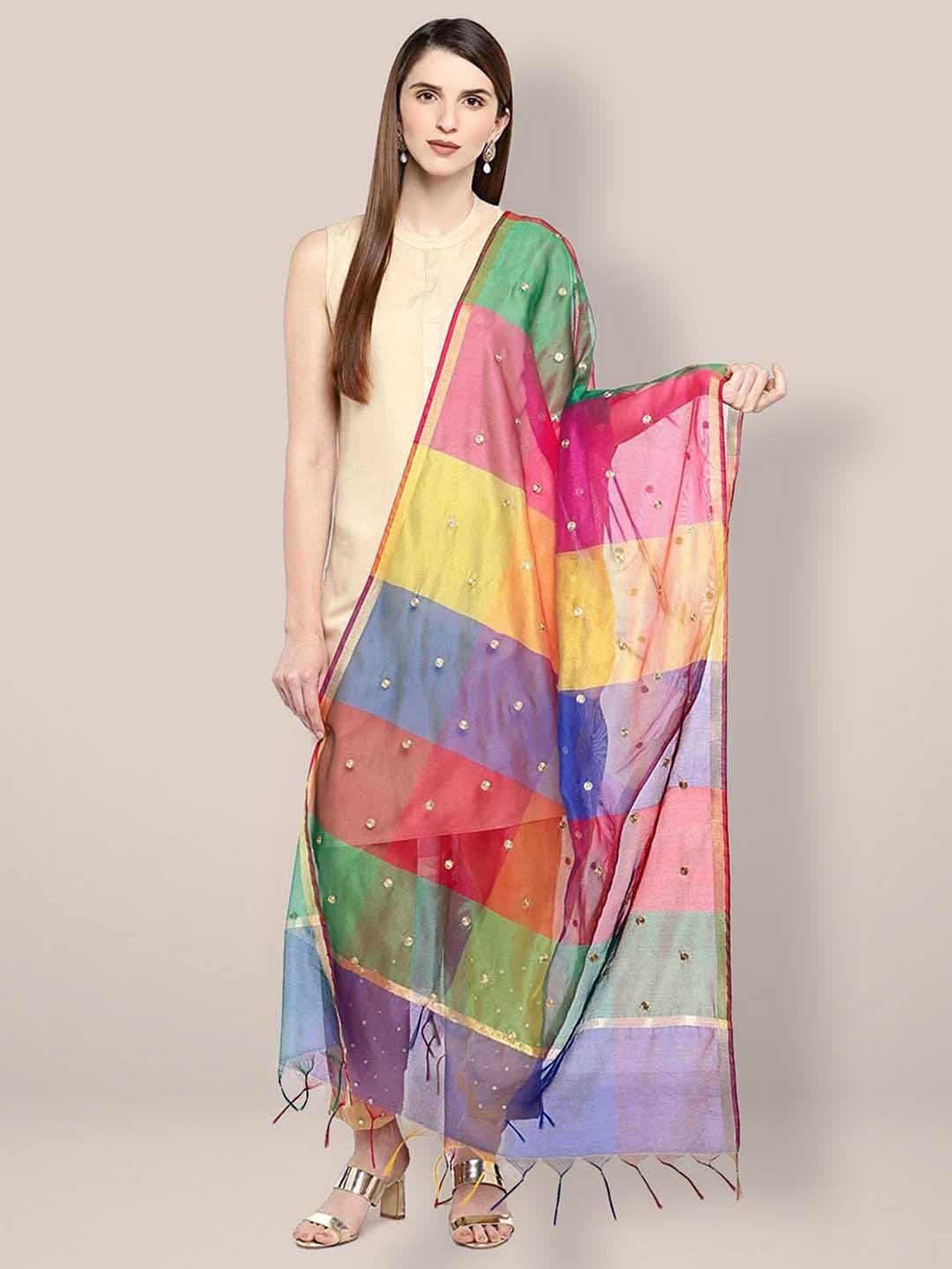 Dupatta Bazaar Motifs Embroidered Dupatta with Thread Work - view 1